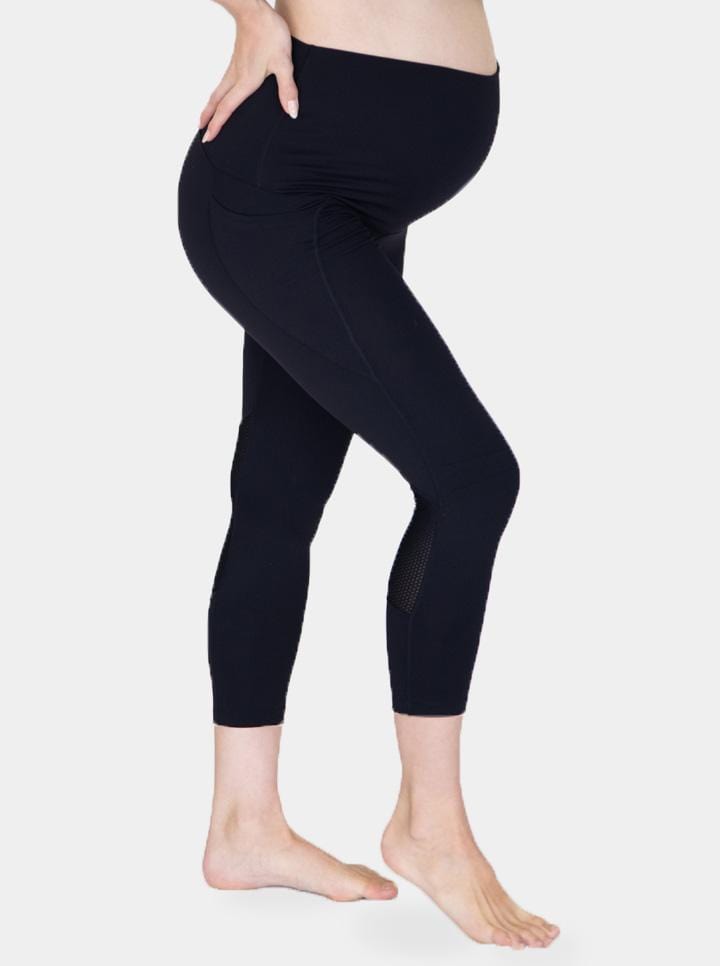 Maternity Workout 3/4 Length Leggings - Black