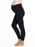 A model in 2 pack black maternity foldable waist leggings, leftside (4506713227367)