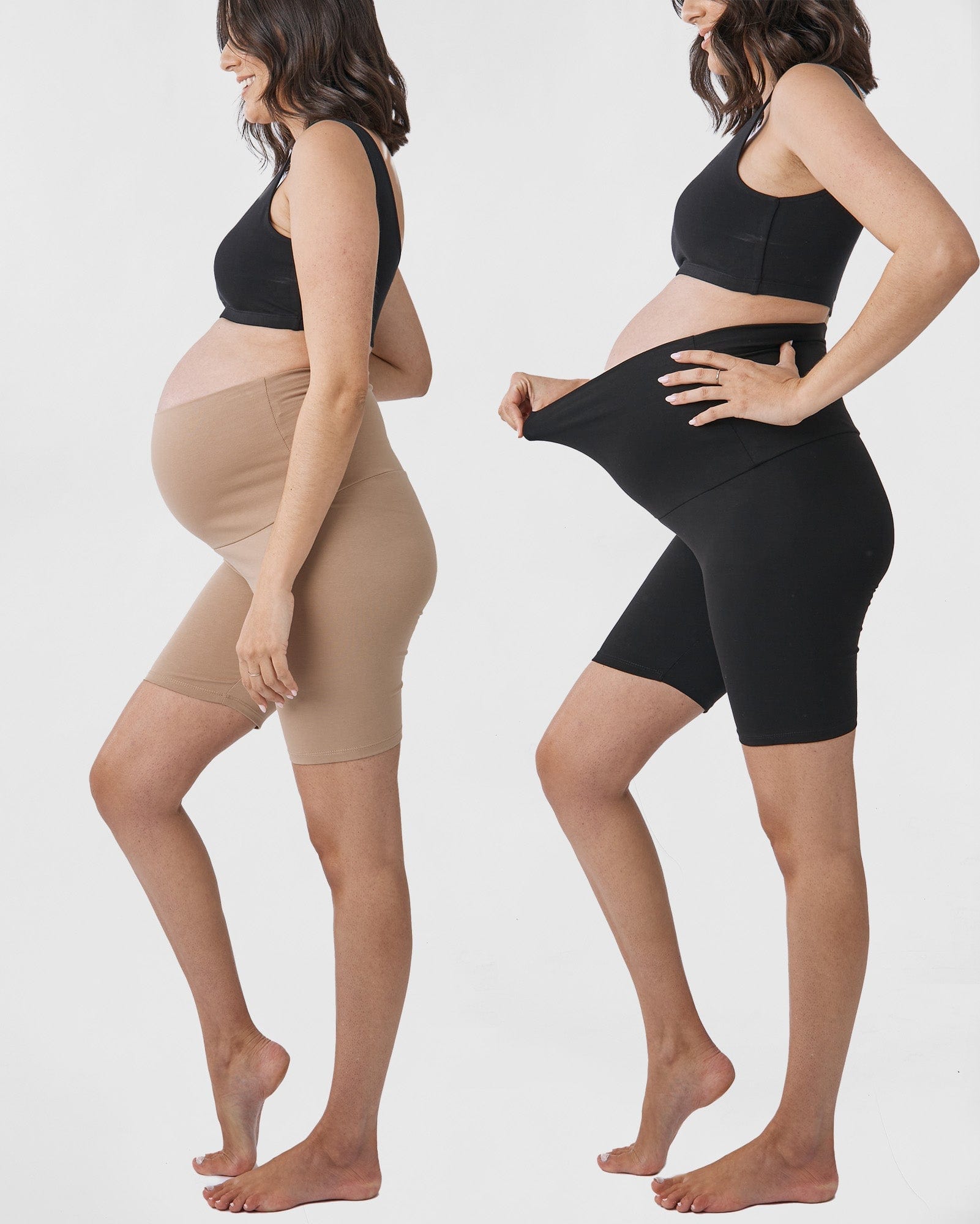 2-pack Maternity Comfort Shorts in Black & Nude