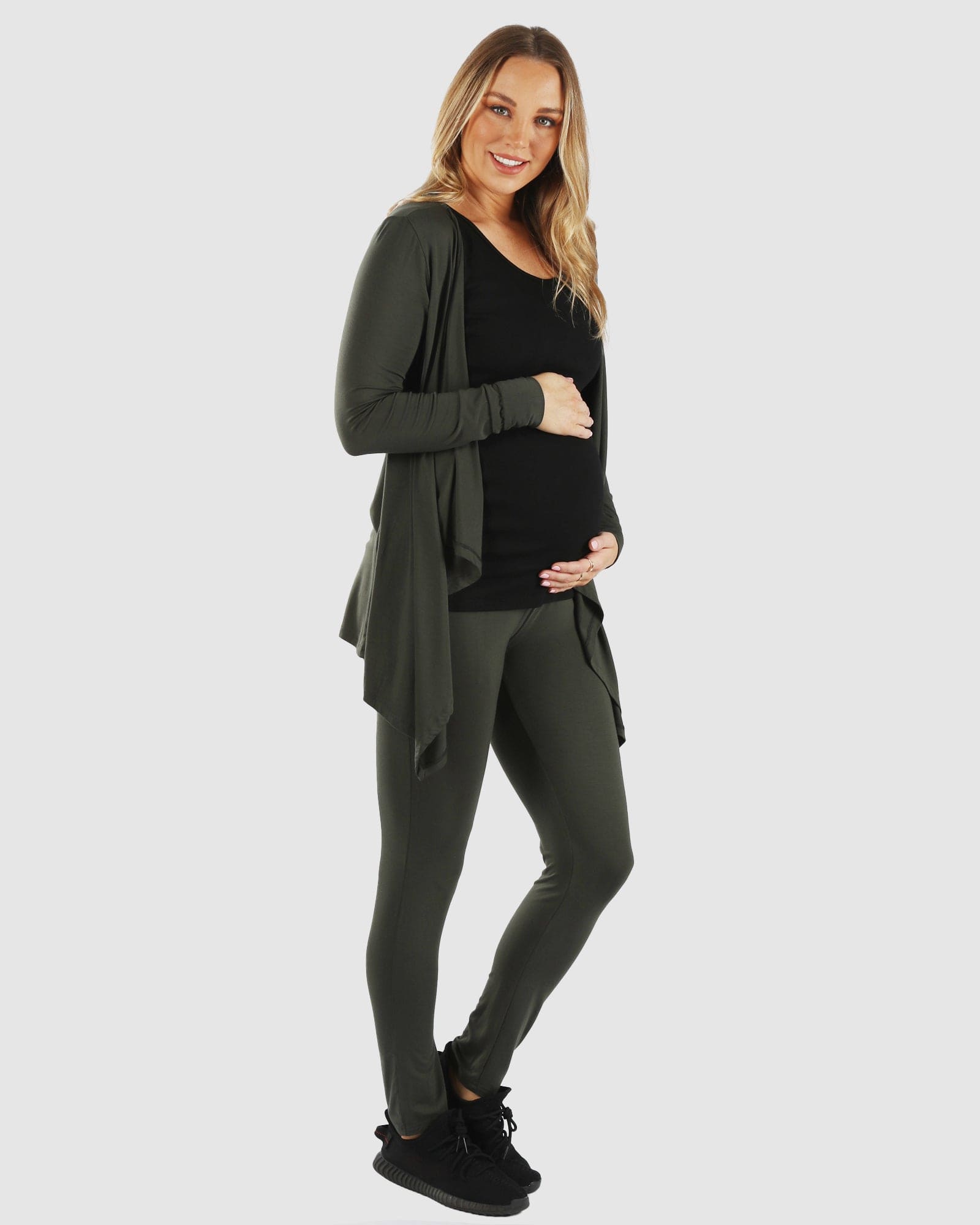 Street to Home Maternity 3 Piece Relax Set in Olive Green