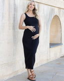 Maternity Rib Cotton Dress- Black