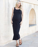 Maternity Rib Cotton Dress- Black