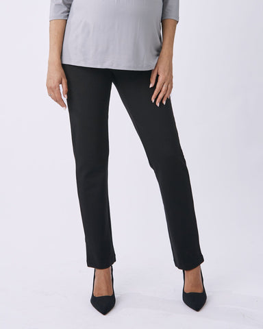 Zoe Straight Cut Ponte Maternity Work Pants - Black