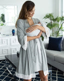 3-Piece Maternity Hospital Pack Set: Nursing nightie + Robe + Baby wrap