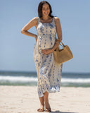 Aenor Blue Border Print Summer Dress