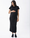 Maternity Rib Cotton Dress- Black