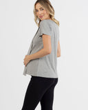 Monique Maternity Nursing Petal Top - Marl Grey