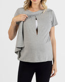 Monique Maternity Nursing Petal Top - Marl Grey