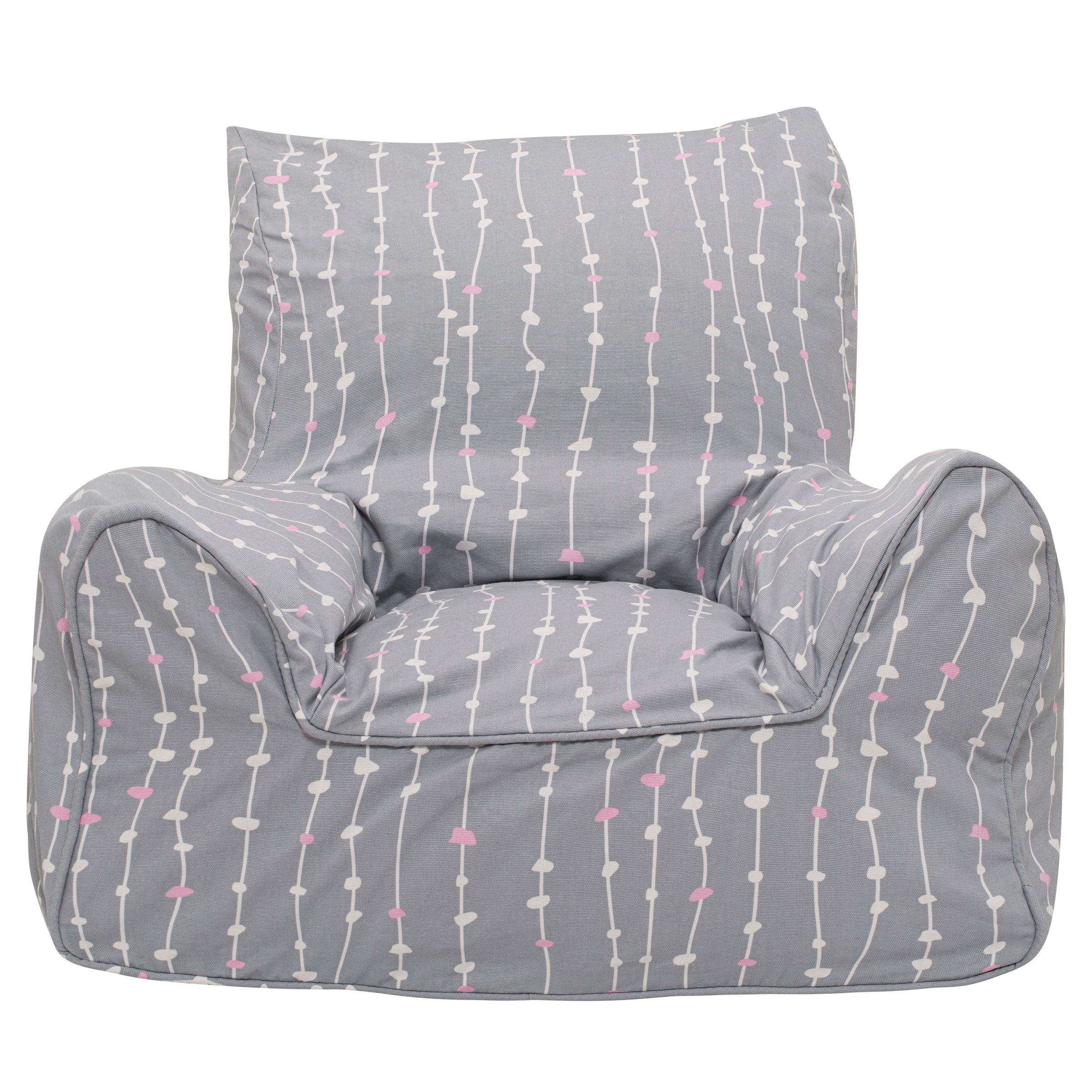 Pebbles Lane Grey & Pink Bean Chair