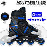 Crazy Skates 148 Adjustable Kids Inline Skates (Small) - Black/Blue