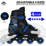 Crazy Skates 148 Adjustable Kids Inline Skates - Black/Blue