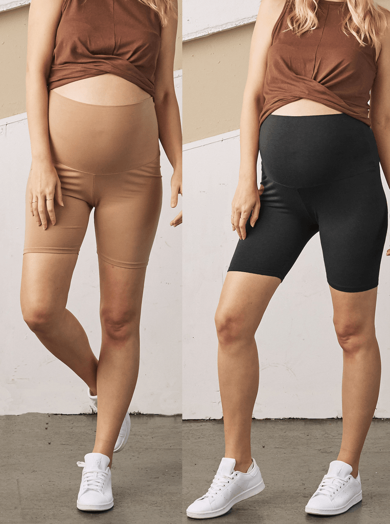 2-pack Maternity Comfort Shorts in Black & Nude