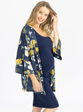 Maternity Blooming Sateen Nursing Floral Wrap Top in Navy