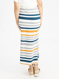 Full Length Bamboo Maternity Fitted Skirt - Orange and Blue Stripe - Angel Maternity - Maternity clothes - shop online (4721130733671)