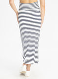 Fitted Maxi Maternity Skirt - Navy Stripes back