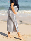 Maternity Maxi Bamboo Skirt - Navy Stripes