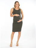Body Hugging Maternity Dress in Khaki - Angel Maternity - Maternity clothes - shop online