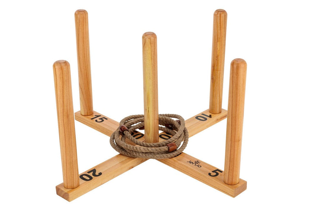 Mega Quoits Wooden Rope Ring Toss Outdoor Game Set 100cm Wide Including 4 Rings