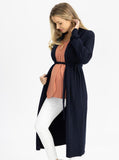 Maternity Long Knit Wool Blend Cardigan - Navy