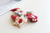 Christmas fairy hair clip made from wool. Korean hand made hair clips. Sold by Haru Hana Little Ones Boutique Australia.