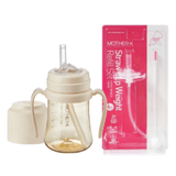 Mother-K PPSU Straw Bottle 200mL (Cream) & Weight Refill Set (with brush)