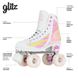 GLITZ Pearl - Size Adjustable Roller Skates with Sequins - Medium 3-6