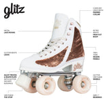 GLITZ Rose Gold - Size Adjustable Roller Skates with Sequins - Small J12-2