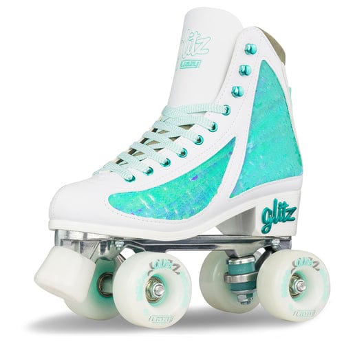 GLITZ Turquoise - Size Adjustable Roller Skates with Sequins - Medium 3-6