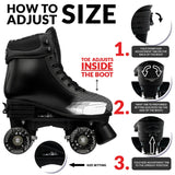 Crazy Skates JAM POP Size Adjustable Roller Skates - Black