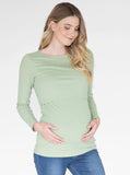 Maternity & Nursing Long Sleeve Top in Green