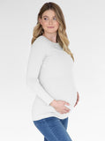 Maternity & Nursing Long Sleeve Top in White