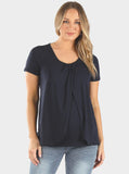 Maternity & Nursing Petal Front Short Sleeve Top in Navy