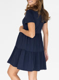 Lilou Maternity Button Front Dress in Navy