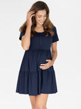 Lilou Maternity Button Front Dress in Navy