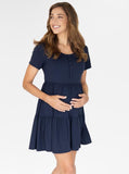 Lilou Maternity Button Front Dress in Navy