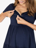 Lilou Maternity Button Front Dress in Navy