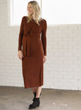 Front view 2 - Annabella Knit Maternity Dress in Rust (6714938654814)