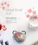 Animal Cereal Bowl Cherry Blossom - Bear (with lid)