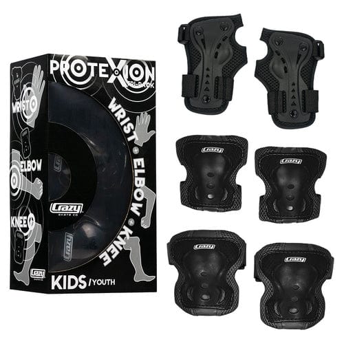 Crazy Skates Kids' Tri-Pack Knee, Wrist & Elbow Safety Pads - Black