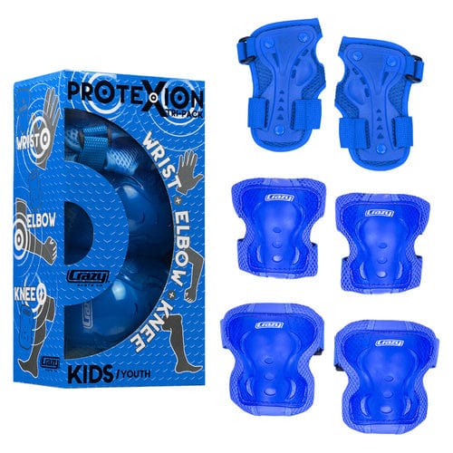 Crazy Skates Kids' Tri-Pack Knee, Wrist & Elbow Safety Pads - Blue