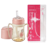 Mother-K PPSU Straw Bottle 200mL (Pink) & Weight Refill Set (with brush)