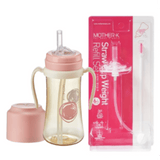 Mother-K PPSU Straw Bottle 300mL (Pink) & Weight Refill Set (with brush)