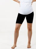 A woman in black maternity bike shorts, front2 (6535230947431)