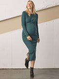 Main view - A Pregnant Woman in  Annabella Knit Teal Maternity Bodycon Midi Dress (6726615924830)