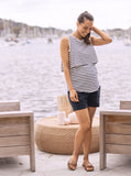 Maternity Denim Tencel  Shorts - Navy (4742888357991)